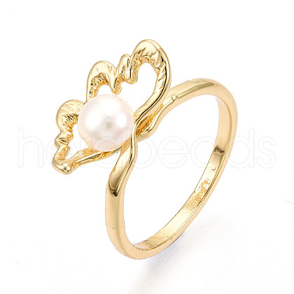 Mother's Day Jewellery Flower Brass Finger Rings RJEW-N049-01G-1