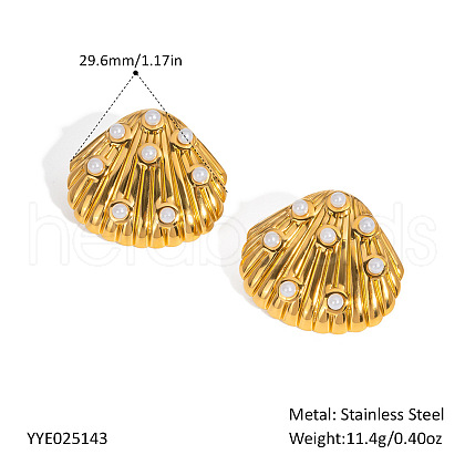 European Stainless Steel Shell Shape Stud Earrings QE5105-1-1