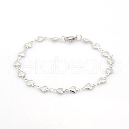 Casual Style 304 Stainless Steel Heart Link Chain Bracelets STAS-O036-05P-1