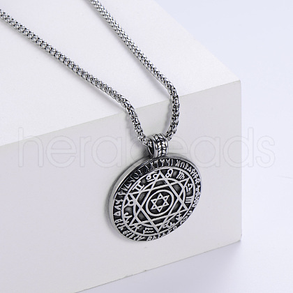 Unique Punk Style Stainless Steel Zodiac Star Pendant Necklaces QJ8398-1