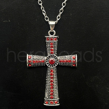 Alloy Rhinestone Cross Pendant Necklaces NX3454-9-1
