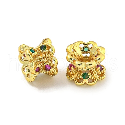 Brass Cubic Zirconia Spacer Beads KK-L215-001G-1