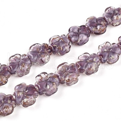 Luminous Handmade Gold Foil Glass Beads Strands FOIL-N029-01E-1