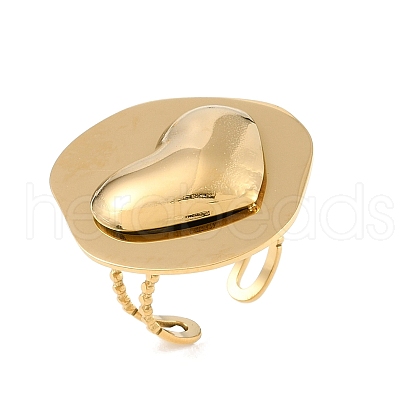Irregular Round 304 Stainless Steel Open Cuff Rings for Women RJEW-S410-03G-02-1