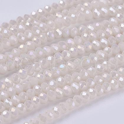 Electroplate Glass Beads Strands GLAA-F077-FR14-1