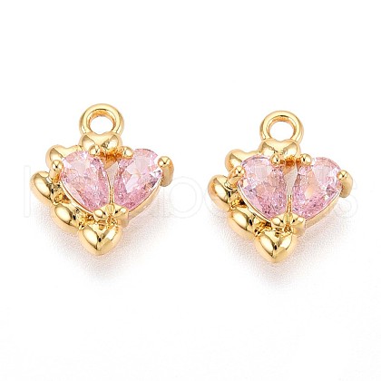 Brass Micro Pave Cubic Zirconia Charms KK-N263-89G-1