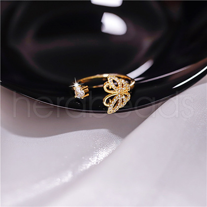 Adjustable Brass Micro Pave Cubic Zirconia Cuff Rings FS-WGDCDFA-01-1