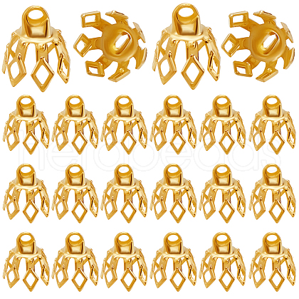 Beebeecraft 200Pcs Brass Bead Cap Bails KK-BBC0015-06G-1