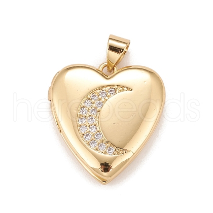 Brass Micro Pave Cubic Zirconia Locket Pendants KK-A161-44G-1