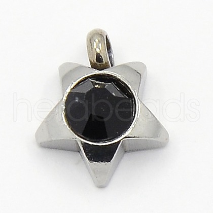 201 Stainless Steel Rhinestone Star Charm Pendants RB-M030-01H-1