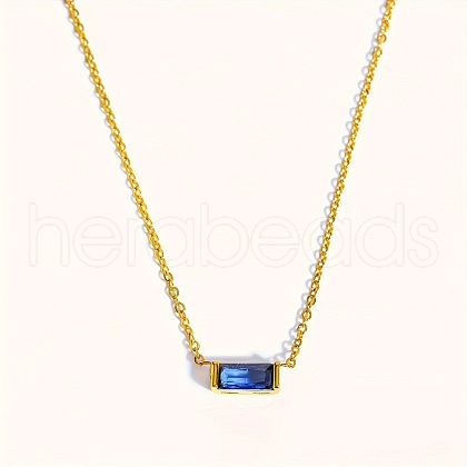 Birthstone Style Brass Cubic Zirconia Baguette Pendant Necklaces for Women FS-WGDF12C-09-1