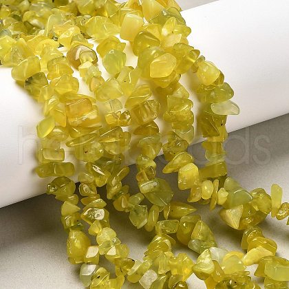 Natural Olive Jade Chip Bead Strands X-G-M205-30-1