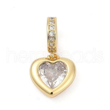 Brass Pave Cubic Zirconia European Dangle Charms KK-U062-58G-1