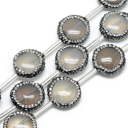 Natural Grey Agate Rhinestone Beads G-Q487-02-1
