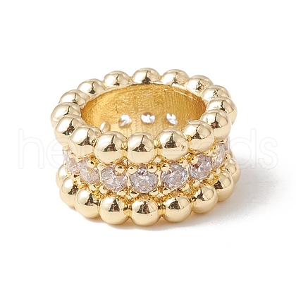 Eco-Friendly Rack Plating Brass Micro Pave Cubic Zirconia Beads KK-F835-27G-1