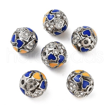 Platinum Plated Alloy Rhinestone Beads FIND-E046-07P-1