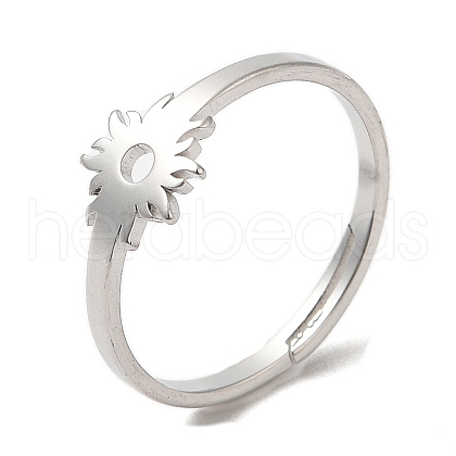 Non-Tarnish 304 Stainless Steel Flower Adjustable Ring for Women RJEW-M149-03P-1