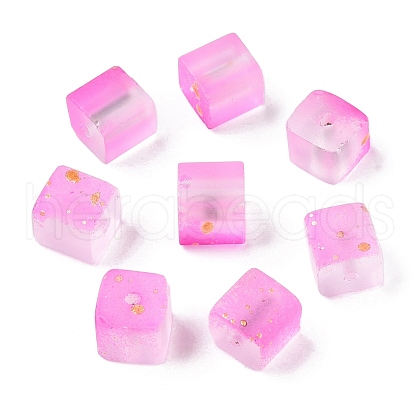 Frosted Glass Beads with Golden Glitter Powder X1-DGLA-NH001-8mm-01H-1