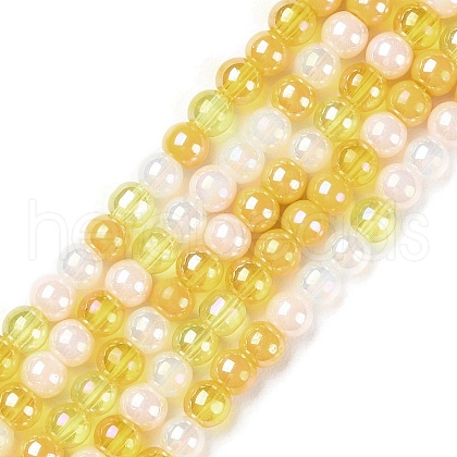 Transperant Electroplate Glass Beads Strands GLAA-P056-4mm-B01-1
