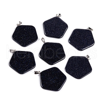 Synthetic Blue Goldstone Pendants G-Q172-02P-1