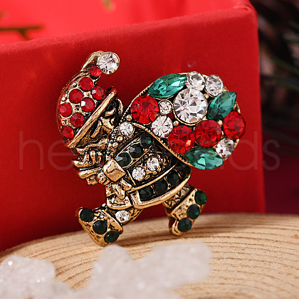Christmas Theme Alloy Rhinestone Brooch Pin LK2414-13-1