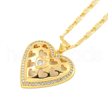 Brass Micro Pave Clear Cubic Zirconia Pendant Necklaces NJEW-M220-01D-G-1
