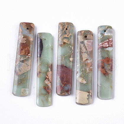 Natural Aqua Terra Jasper Pendants X-G-S366-007E-1