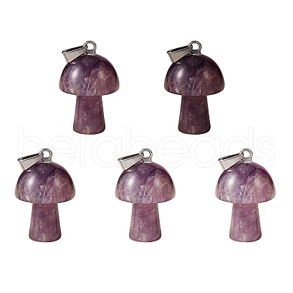 5Pcs Natural Natural Amethyst Pendants G-SZ00001-87E-1