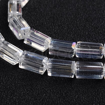 AB Color Plated Faceted Cuboid Electroplate Glass Beads Strands EGLA-F109-A01-1