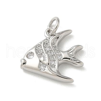 Brass Micro Pave Clear Cubic Zirconia Pendants KK-U046-02P-04-1