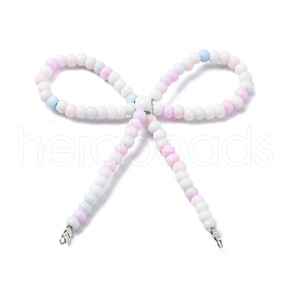 Alloy & Glass Seed Beads Bowknot Chandelier Component Links PALLOY-D359-03H-1