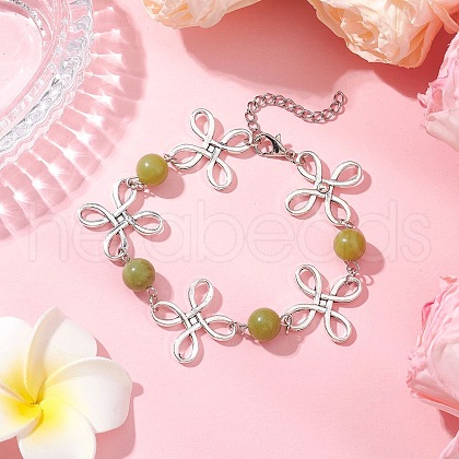 Alloy Natural TaiWan Jade Link Bracelets for Women BJEW-JB11684-03-1