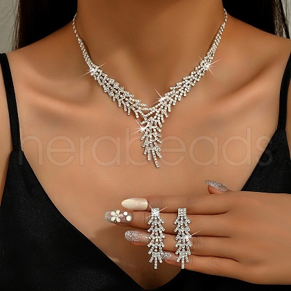 Snowflake Alloy Rhinestone Chain Necklaces & Stud Earrings Sets FS-WGB2E3F-01-1