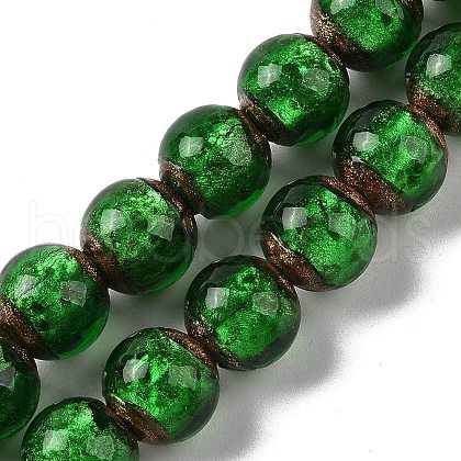 Handmade Gold Sand Lampwork Beads Strands LAMP-P062-01D-1