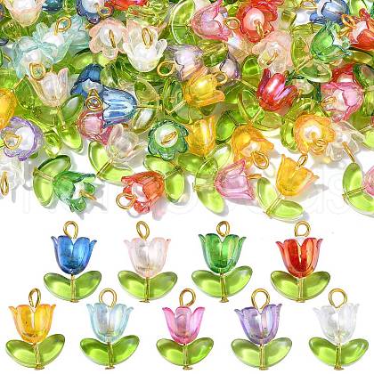 90Pcs 9 Colors Acrylic Lampwork Pendants PALLOY-CJ00048-1