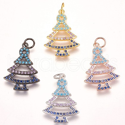 Brass Micro Pave Cubic Zirconia Pendants ZIRC-F086-02-1