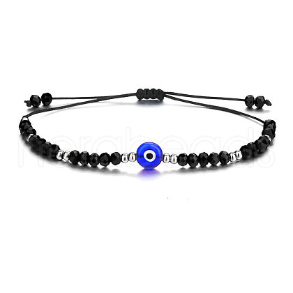 Adjustable Glass Evil Eye Brided Bead Bracelet TV3992-8-1