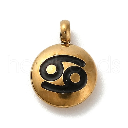 304 Stainless Steel Black Enamel Charms STAS-R009-02G-04-1