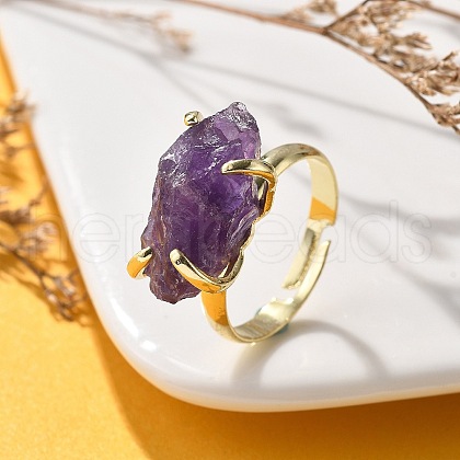 Natural Amethyst Finger Rings RJEW-B122-01G-02-1