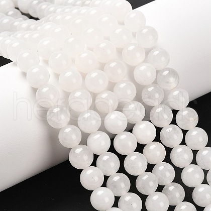 Natural White Jade Round Bead Strands X-G-P072-08-8mm-1
