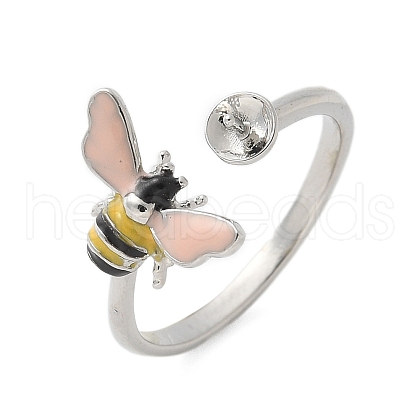 Bees Brass Enamel Cuff Ring Settings KK-K297-04P-1