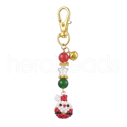 Christmas Santa Claus Handmade Glass Seed Beads Pendant Decorations HJEW-MZ00068-01-1