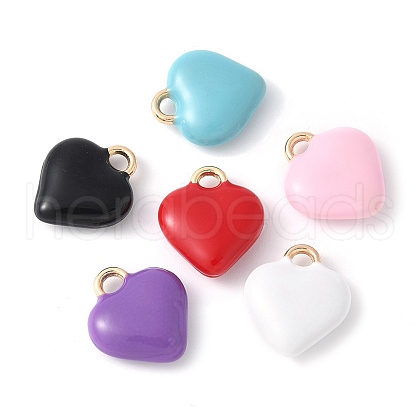 Alloy Enamel Heart Charms PALLOY-E775-09G-1