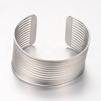Tarnish Resistant 304 Stainless Steel Filigree Cuff Bangles X-STAS-S060-05-1
