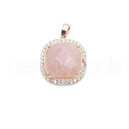 Natural Rose Quartz Faceted Pendants PW-WG81700-05-1