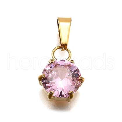 304 Stainless Steel Pave Cubic Zirconia Pendants STAS-B086-12G-04-1