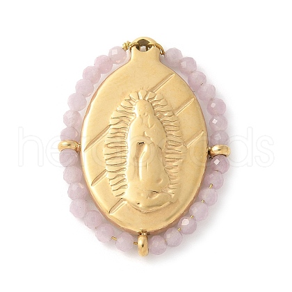 304 Stainless Steel Oval Embossed Jesus Pendants STAS-L022-490G-01-1