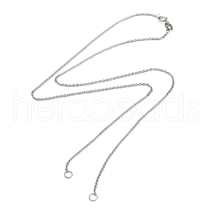 Rhodium Plated 925 Sterling Silver Cable Chains Necklace Makings STER-B001-03P-A-1