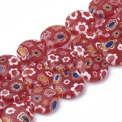 Handmade Millefiori Lampwork Beads Strands LAMP-T005-12-1