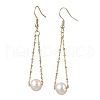 Mother's Day Jewellery Natural Cultured Freshwater Pearl Beads with Brass Dangle Earrings X-EJEW-JE05757-1